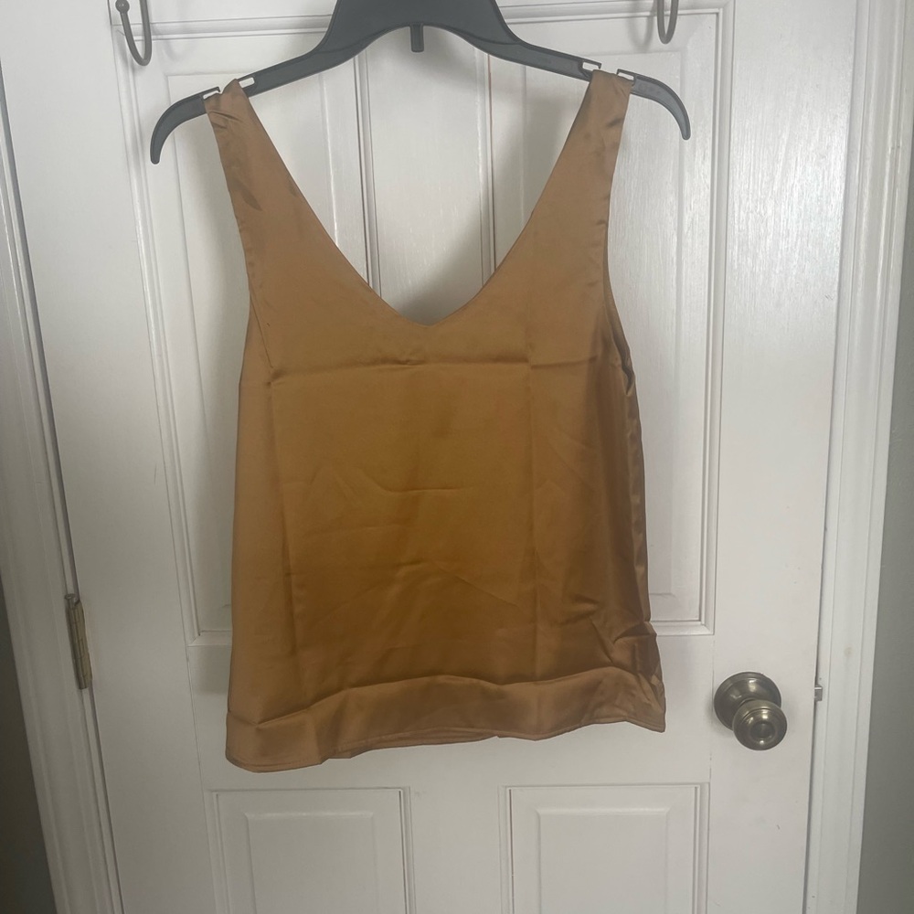 Sleek Satin Tan Women's Top